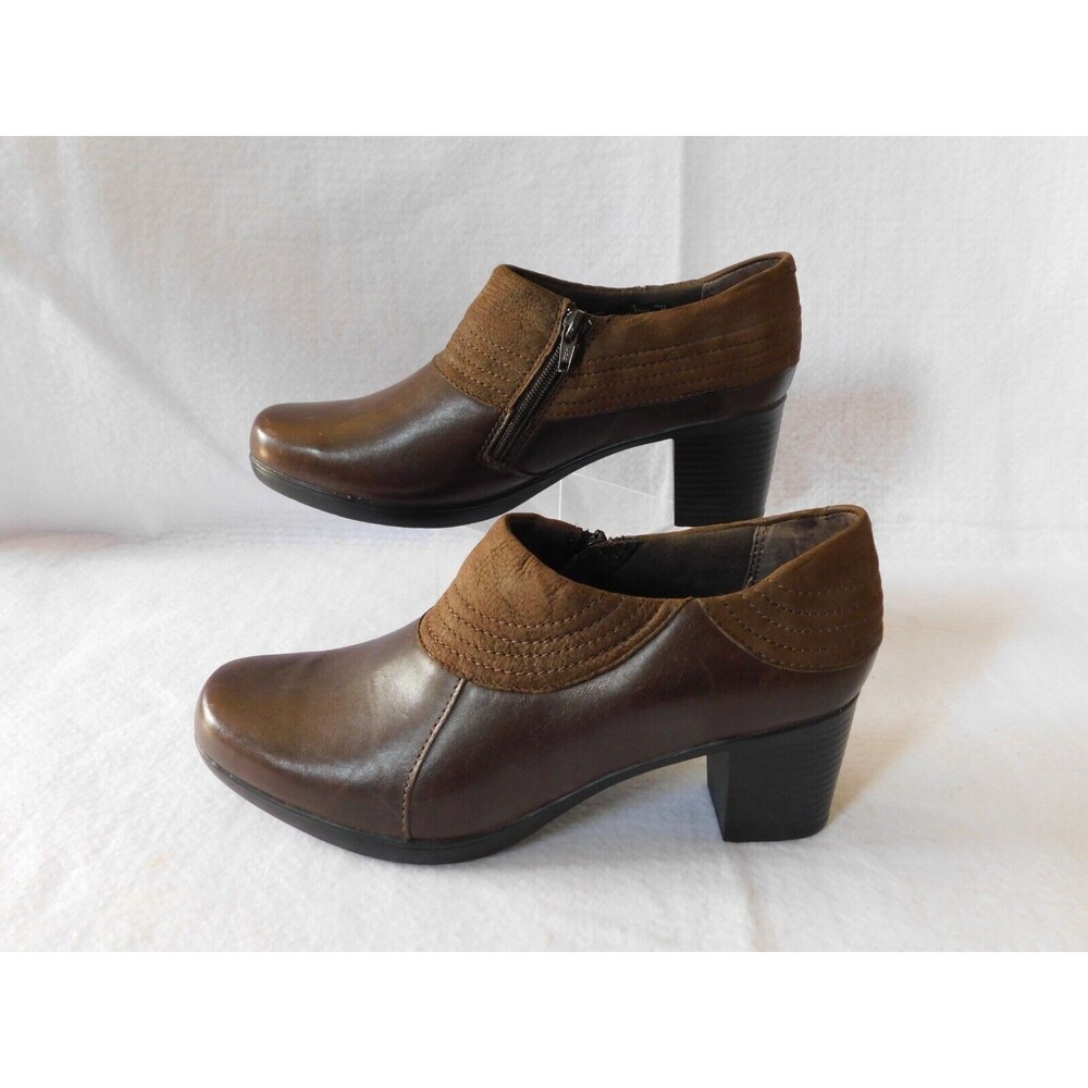 Clarks Slip-On Shoes 62863 0912 Bendables Brown Pumps Zip Up Womens Shoes Sz 9.5